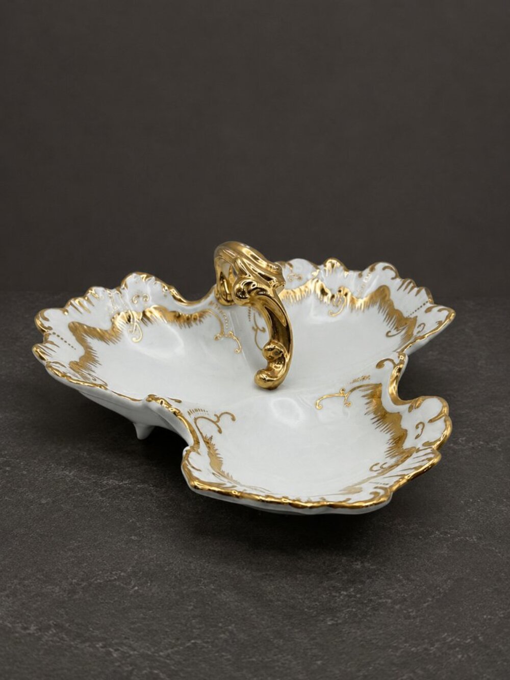 VTG Andrea by Sadek Porcelain Divided Dish Gold Trim Japan #6433 Hand Painted